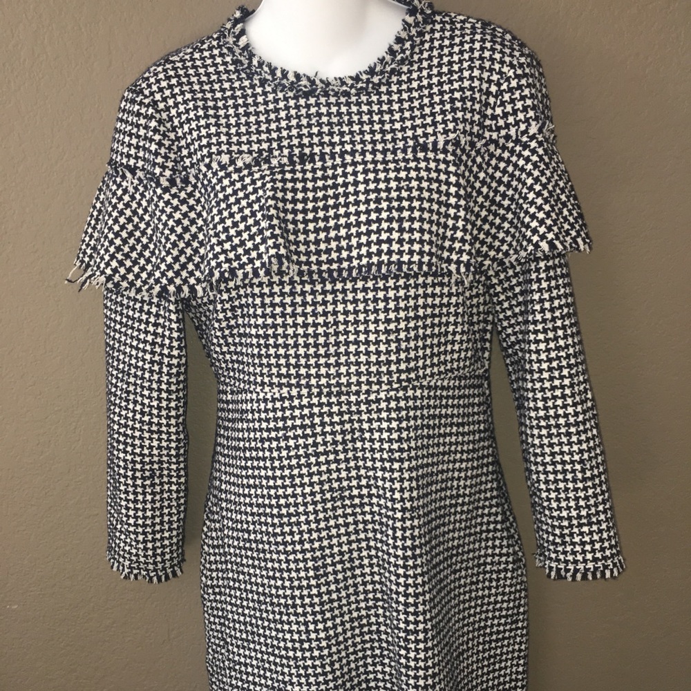 Zara Tweed Black & White Houndstooth Dress
